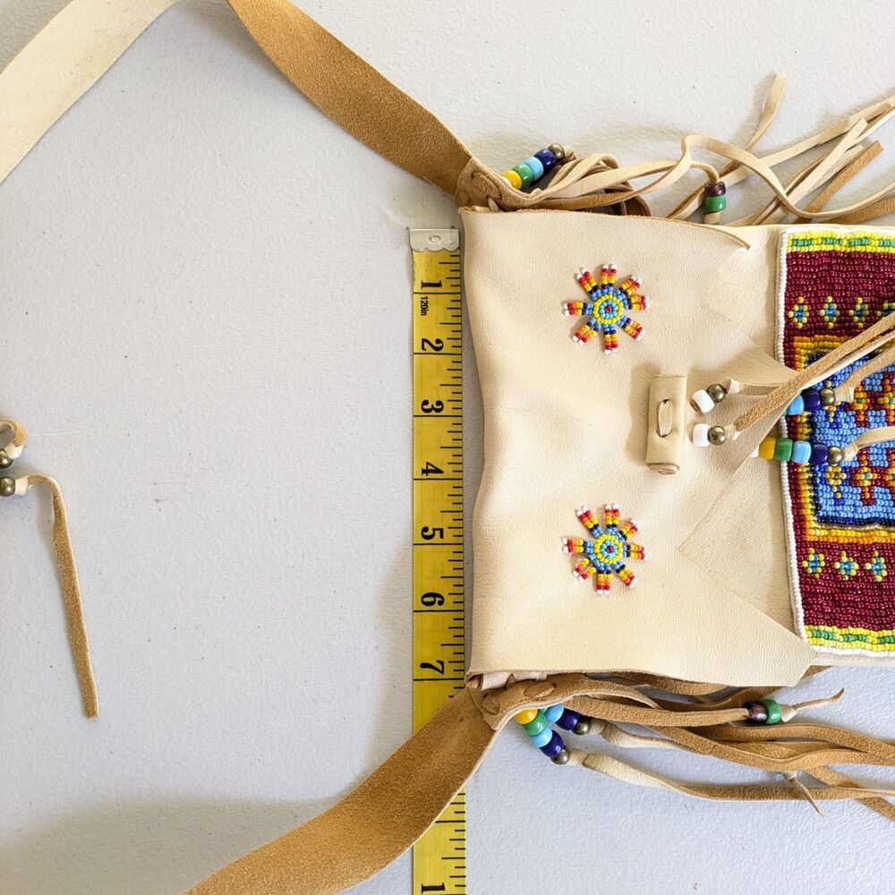Doug Fast Horse Oglala Lakota Native American Beaded Leather Fringe Shoulder Bag - Picture 15 of 16